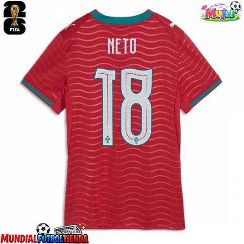 Camiseta Portugal Pedro Neto #18 Primera Equipación Replica Mundial 2026 para mujer mangas cortas